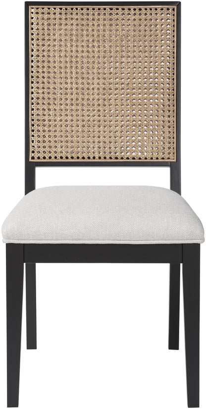 Lucky Cream Linen Textured Fabric Dining Chair