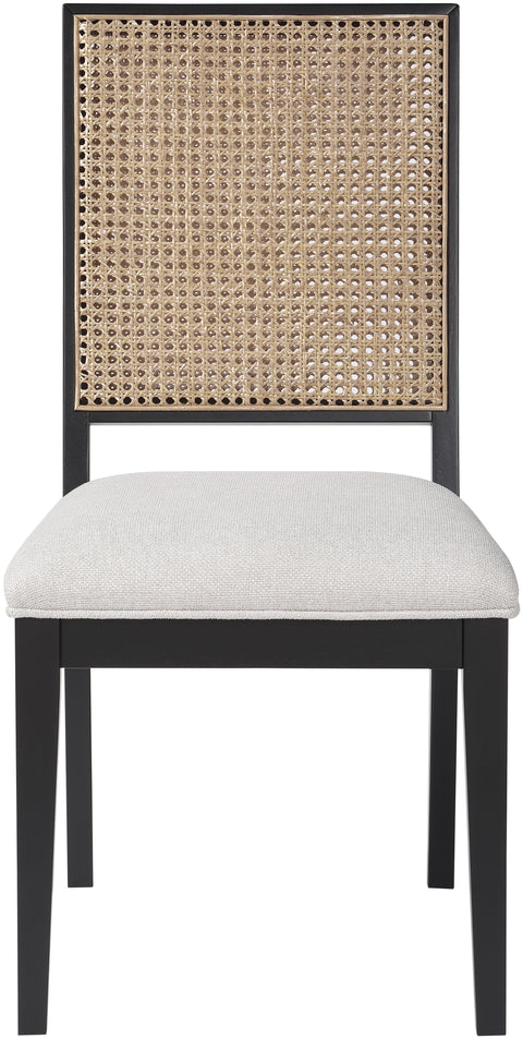 Lucky Cream Linen Textured Fabric Dining Chair