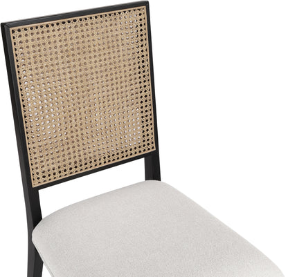 Lucky Cream Linen Textured Fabric Dining Chair