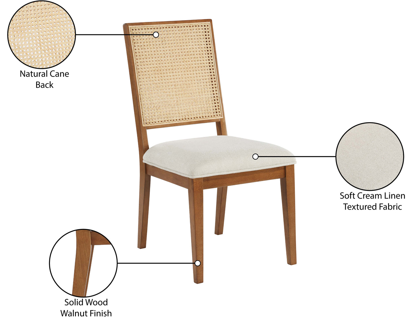 cleo cream linen textured fabric dining chair c