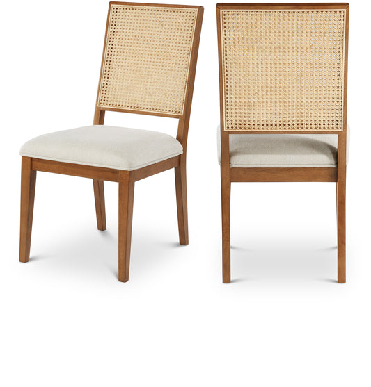 Lucky Cream Linen Textured Fabric Dining Chair