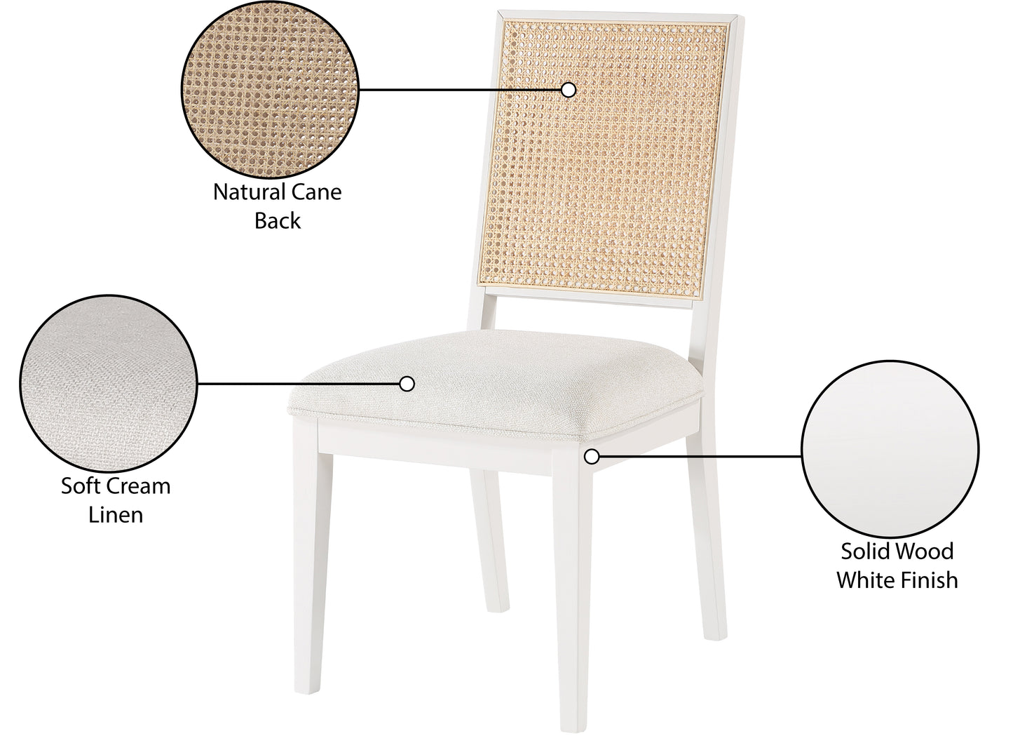 cleo cream linen textured fabric dining chair c