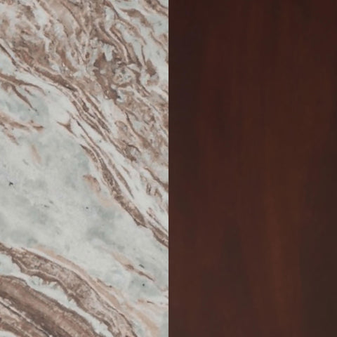 Westpark Round Marble Top Mango Wood Side End Table Brown