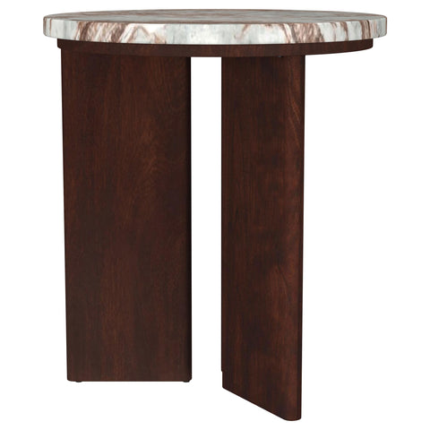 Westpark 2-piece Round Marble Top Coffee Table Set Brown