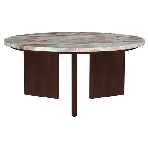 Westpark 2-piece Round Marble Top Coffee Table Set Brown