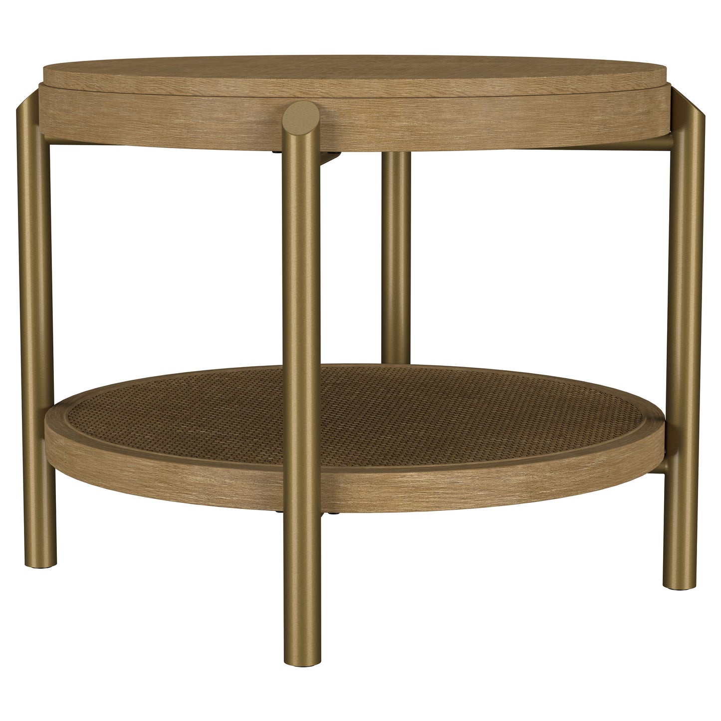 linnea round end side table with storage shelf sand wash