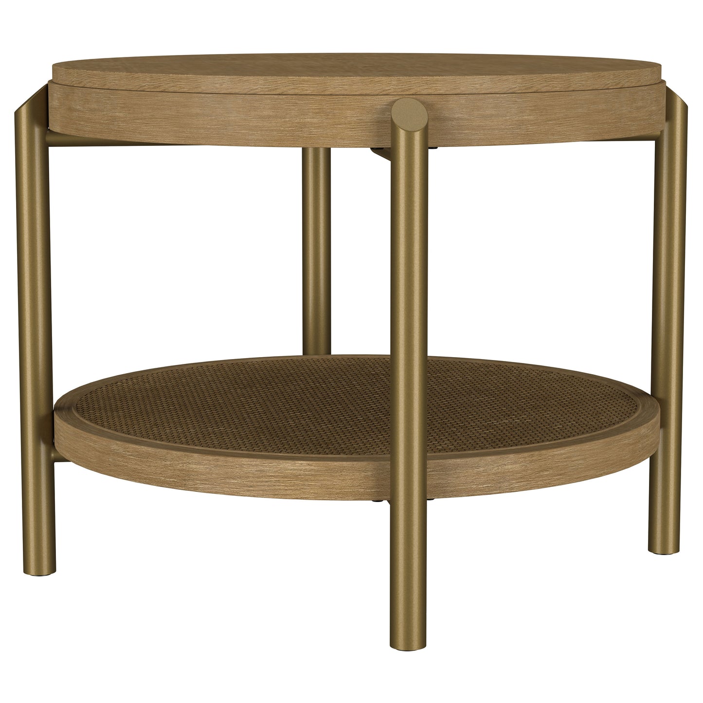 linnea round end side table with storage shelf sand wash
