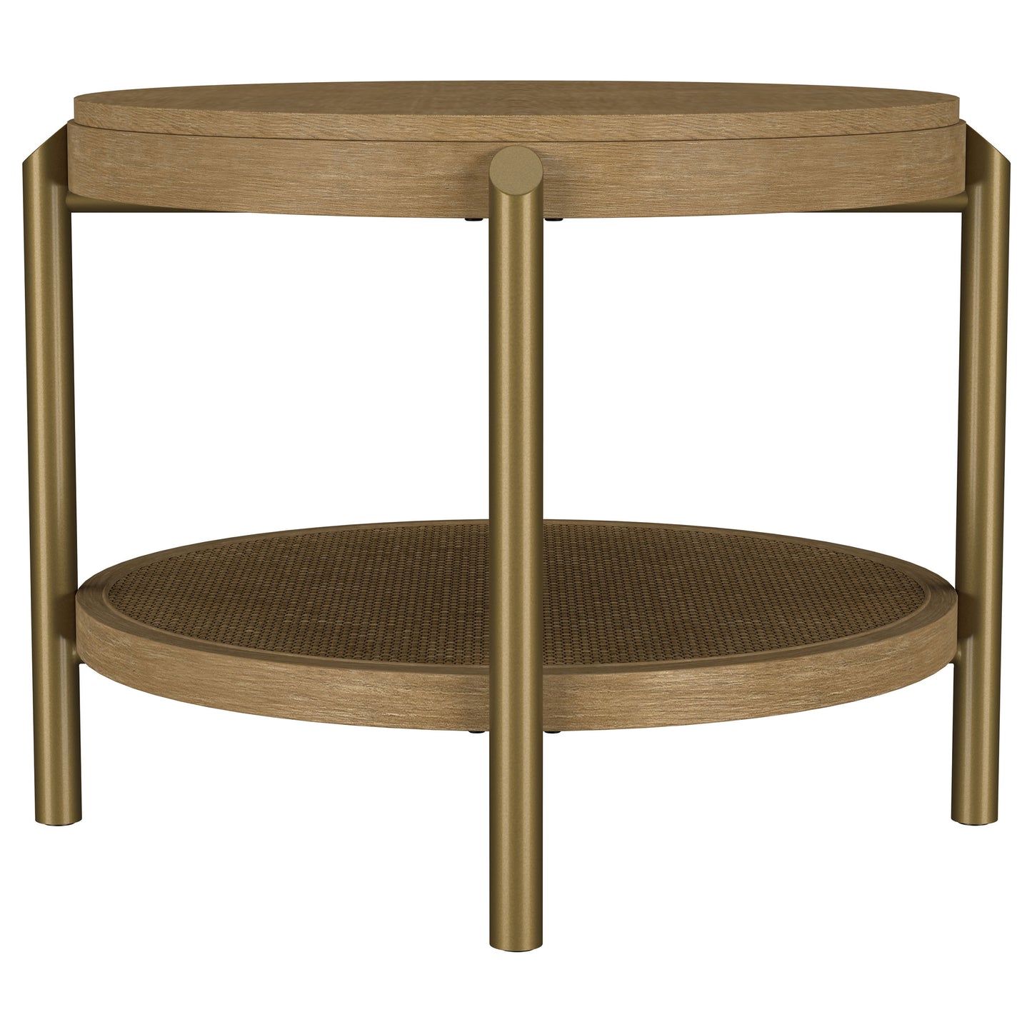 linnea round end side table with storage shelf sand wash