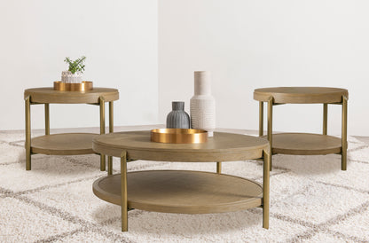 Linnea 3-piece Round Coffee and End Table Set Sand Wash