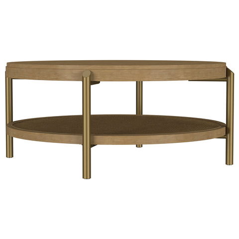 Linnea Round Coffee Table With Storage Shelf Sand Wash