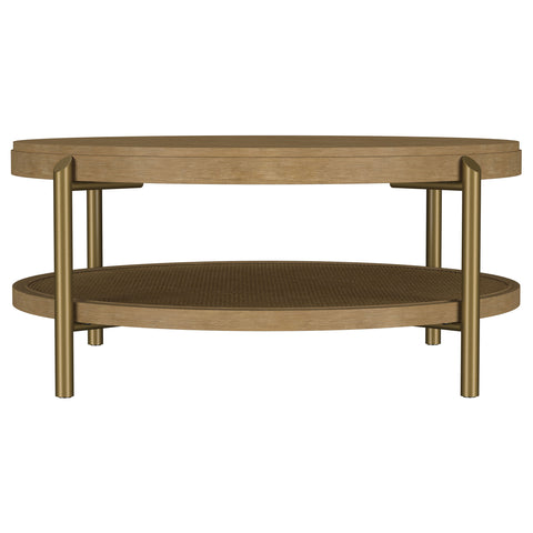 Linnea Round Coffee Table With Storage Shelf Sand Wash