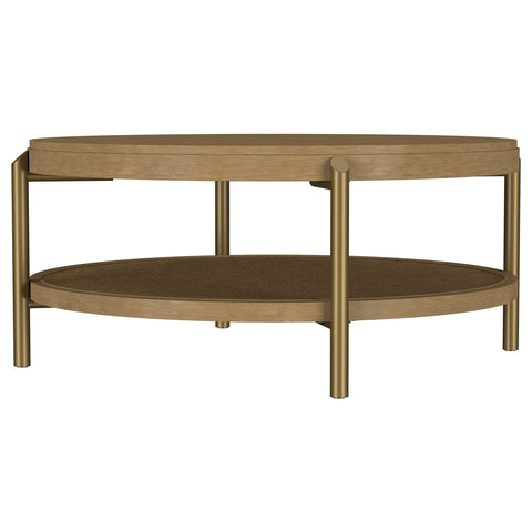 Linnea Round Coffee Table With Storage Shelf Sand Wash