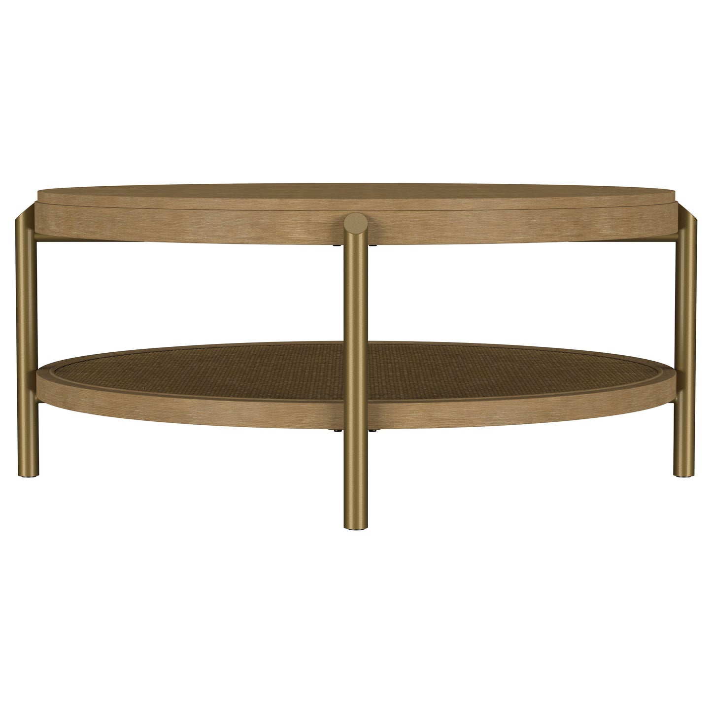 linnea round coffee table with storage shelf sand wash