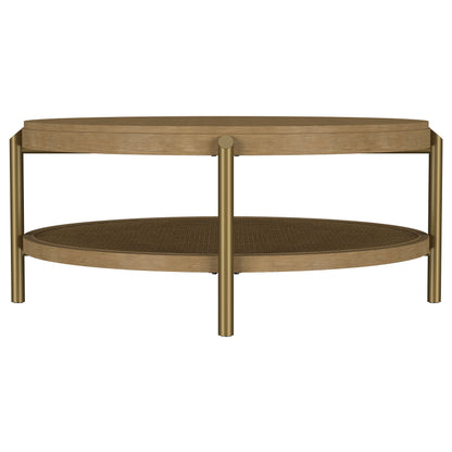 Linnea Round Coffee Table With Storage Shelf Sand Wash