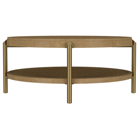 Linnea Round Coffee Table With Storage Shelf Sand Wash