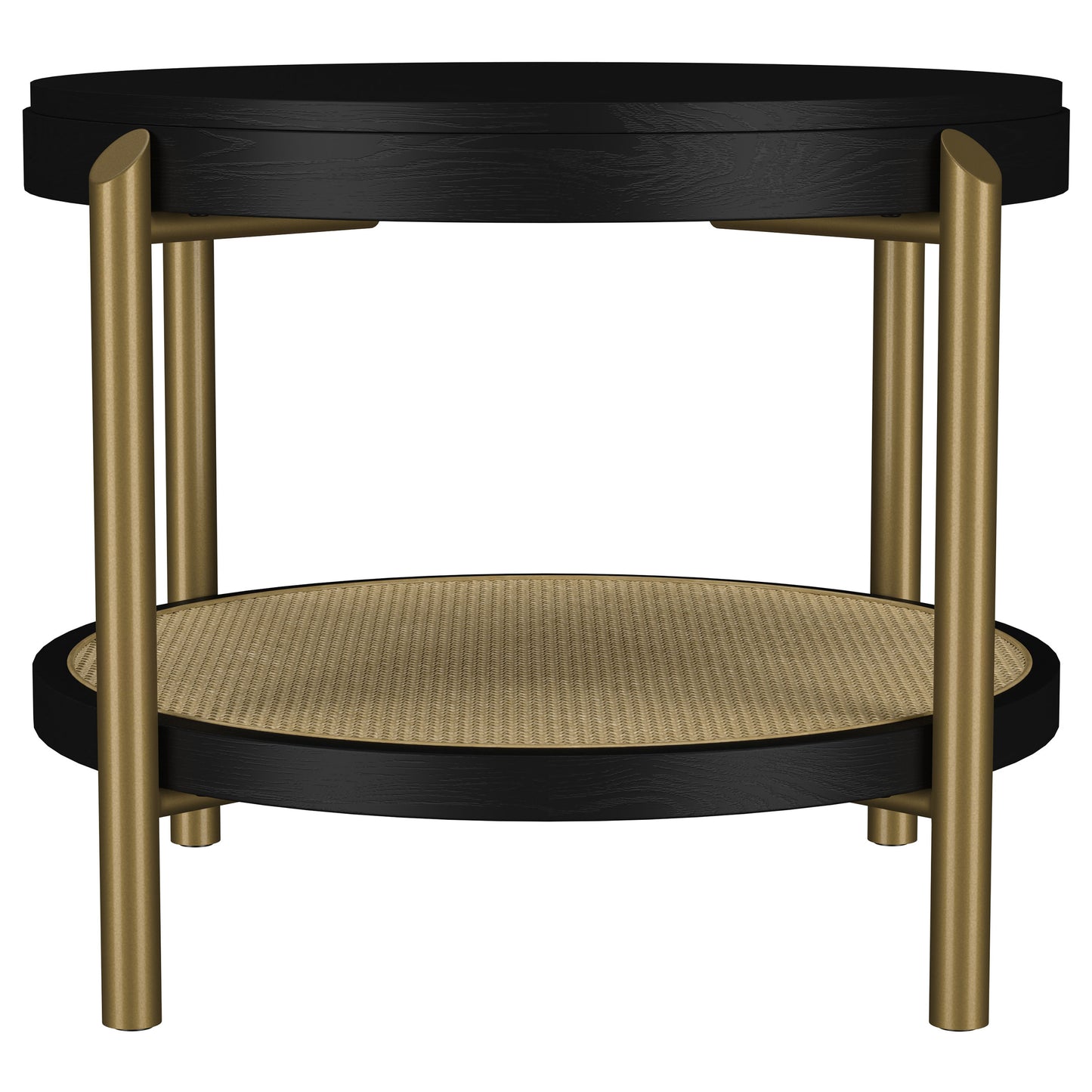 linnea round end side table with storage shelf black