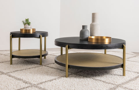 Linnea 2-piece Round Coffee and End Table Set Black