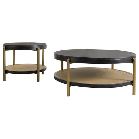 Linnea 2-piece Round Coffee and End Table Set Black
