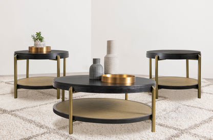 Linnea 3-piece Round Coffee and End Table Set Black