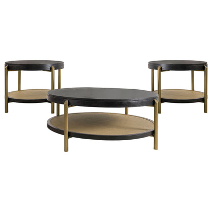 Linnea 3-piece Round Coffee and End Table Set Black