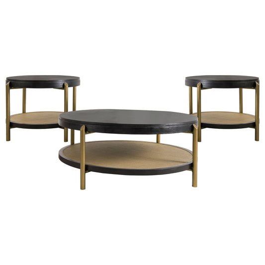 Linnea 3-piece Round Coffee and End Table Set Black