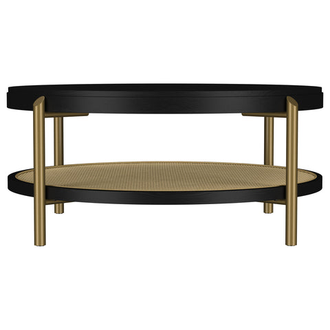 Linnea Round Coffee Table With Storage Shelf Black