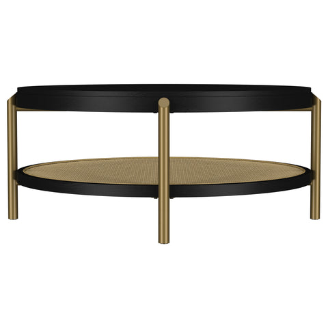 Linnea Round Coffee Table With Storage Shelf Black