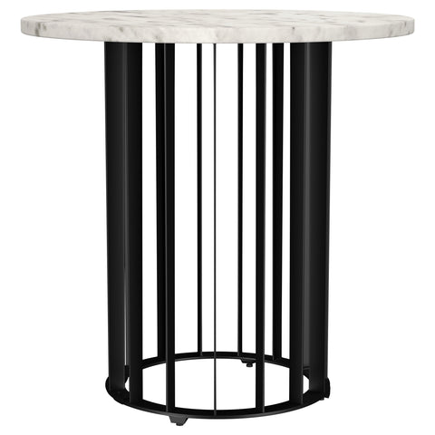 Tenya 2-piece Round Marble Coffee and End Table Set Black