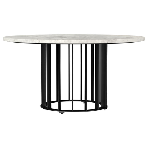 Tenya Round Genuine White Marble Top Coffee Table Black
