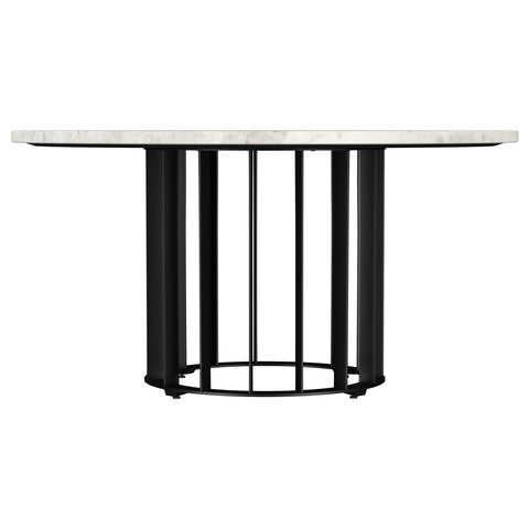 Tenya Round Genuine White Marble Top Coffee Table Black