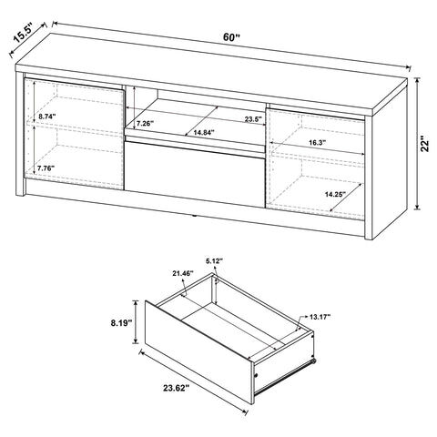 Odafin 3-piece Entertainment Center 60-inch TV Stand Black