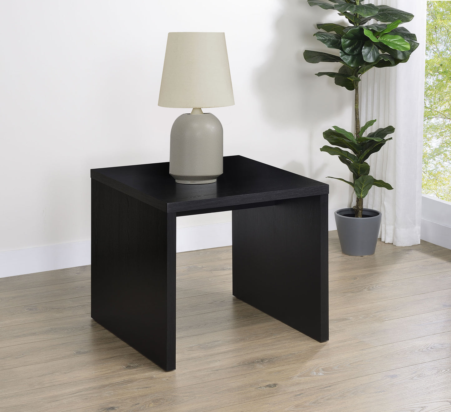 windrose engineered wood square side end table black