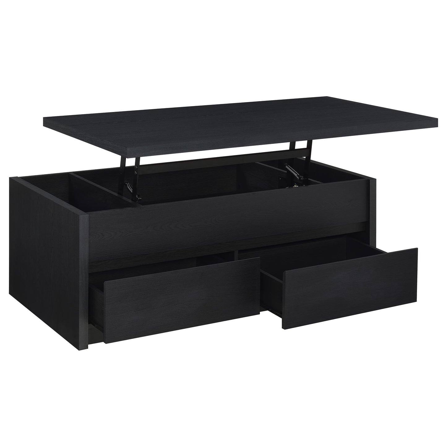 windrose 2-piece lift top coffee table set black