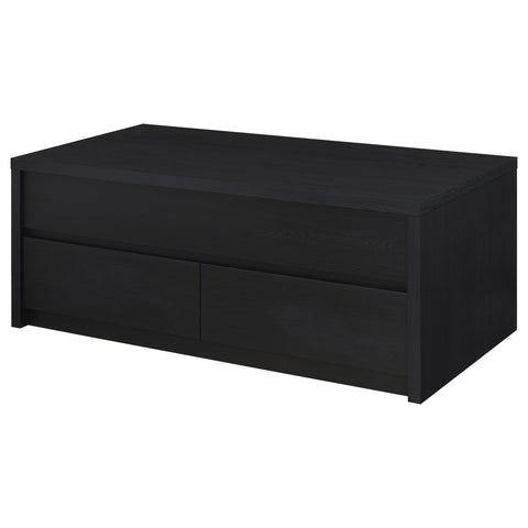 Windrose Lift Top Cocktail Coffee Table with Dual Drawers Black