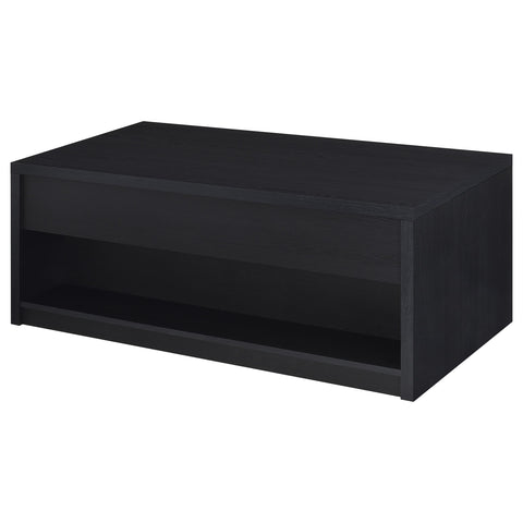 Windrose Lift Top Cocktail Coffee Table with Dual Drawers Black