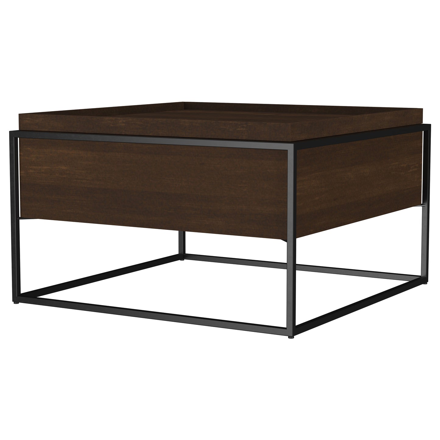 camie 30-inch square mango wood coffee table dark brown