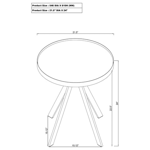 Mckay Round Marble Printed Glass Top End Side Table White