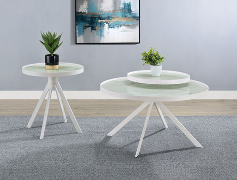 Mckay 2-piece Round Coffee and End Table Set White