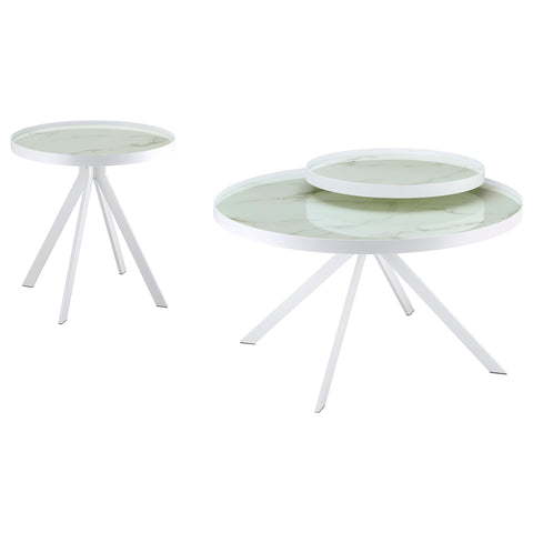 Mckay 2-piece Round Coffee and End Table Set White