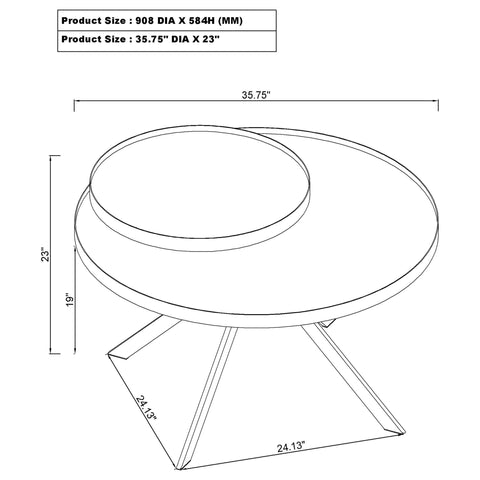 Mckay Round Marble Printed Glass Top Coffee Table White