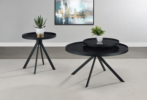 Mckay 2-piece Round Coffee and End Table Set Black