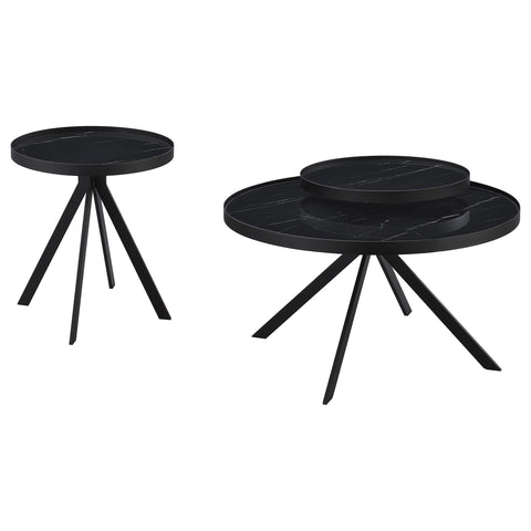 Mckay 2-piece Round Coffee and End Table Set Black
