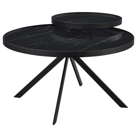 Mckay 2-piece Round Coffee and End Table Set Black