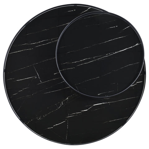 Mckay 2-piece Round Coffee and End Table Set Black