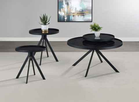 Mckay 3-piece Round Coffee and End Table Set Black