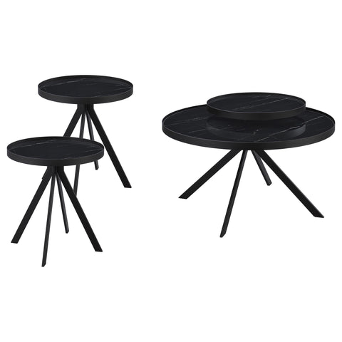 Mckay 3-piece Round Coffee and End Table Set Black