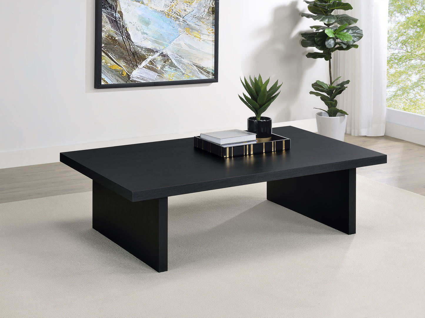 zayan rectangular engineered laminate coffee table black
