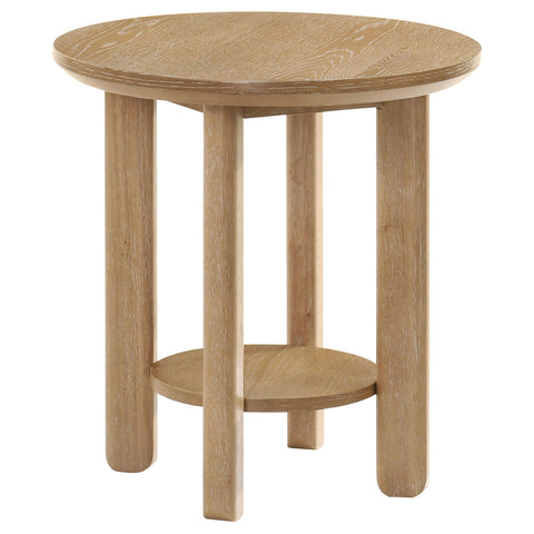 Loomis 2-piece Round Wood Coffee Table Set Light Oak