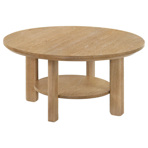 Loomis 36-inch Round Wood Cocktail Coffee Table Light Oak