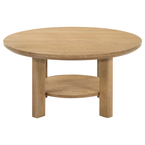 Loomis 36-inch Round Wood Cocktail Coffee Table Light Oak